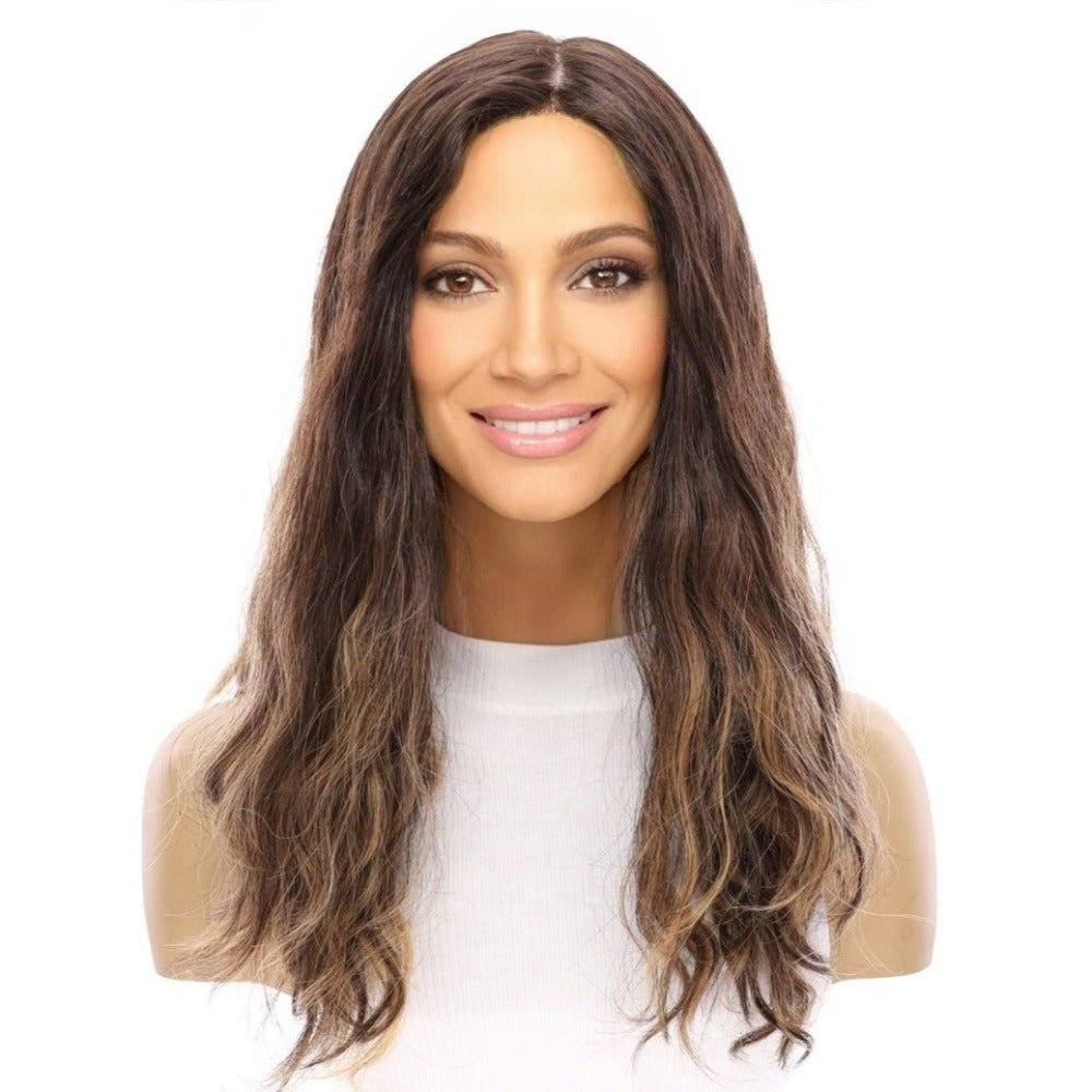 22" Reese Silk Top Wig Dark Brown Balayage Wavy - Image 2