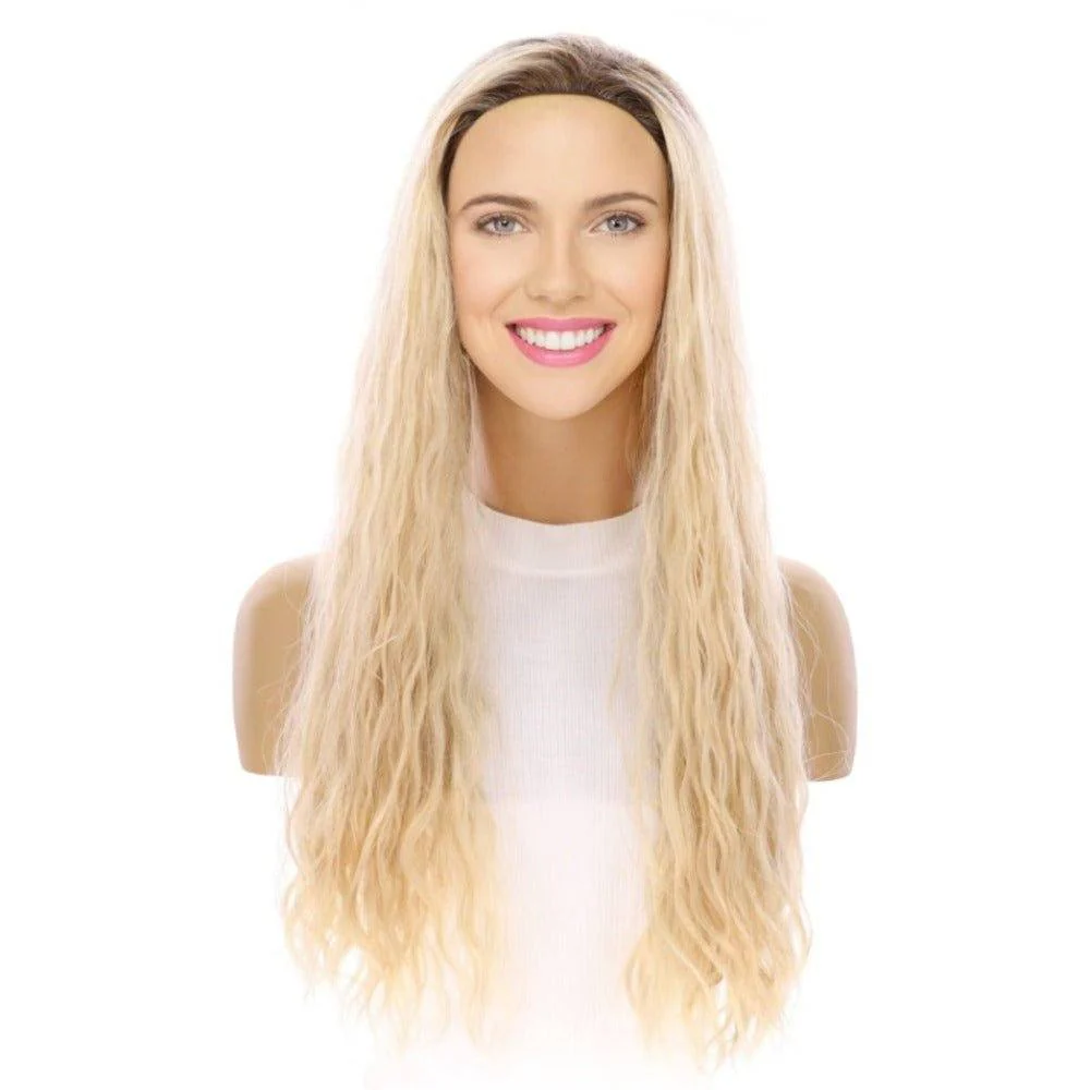 24" 3/4 Bandfall Wig Beige Blonde Wavy - Image 2