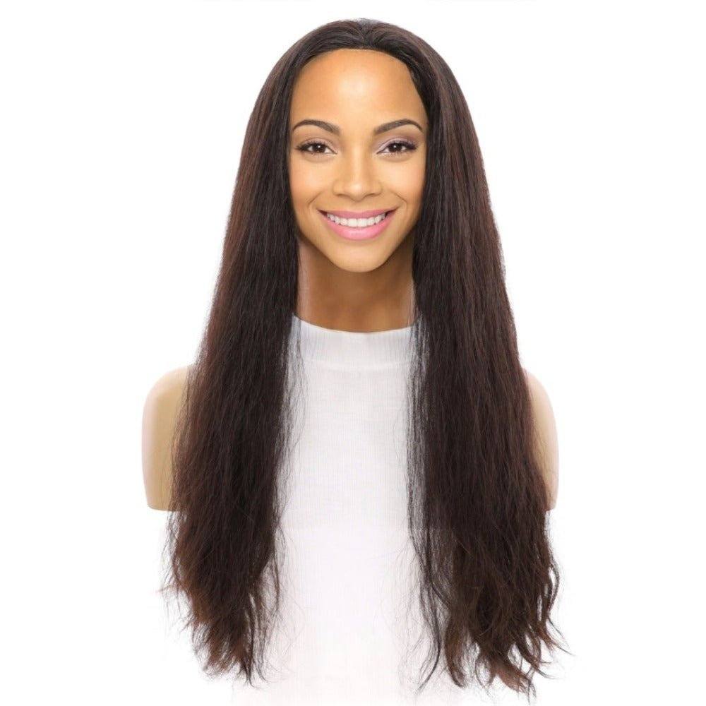 24" 3/4 Bandfall Wig Soft Black Wavy - Image 2