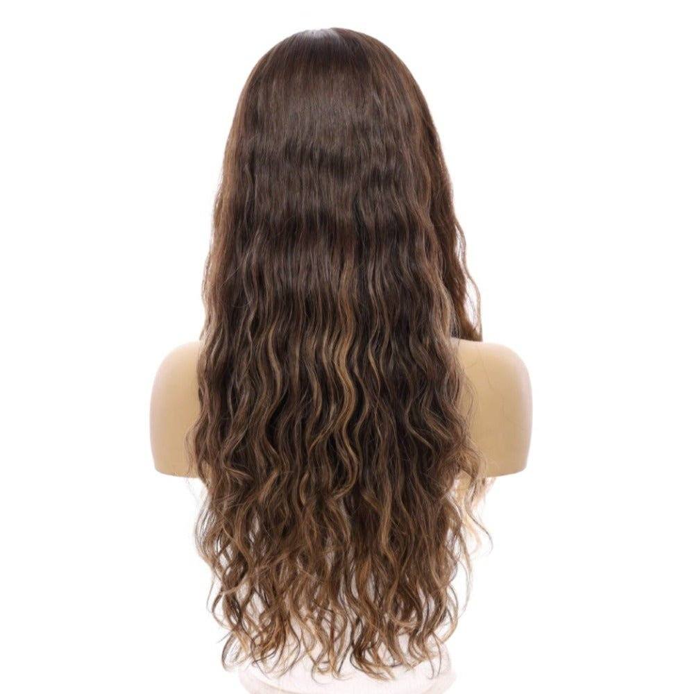 26" Ponytail Silk Top Wig Dark Brown Balayage Wavy - Image 3