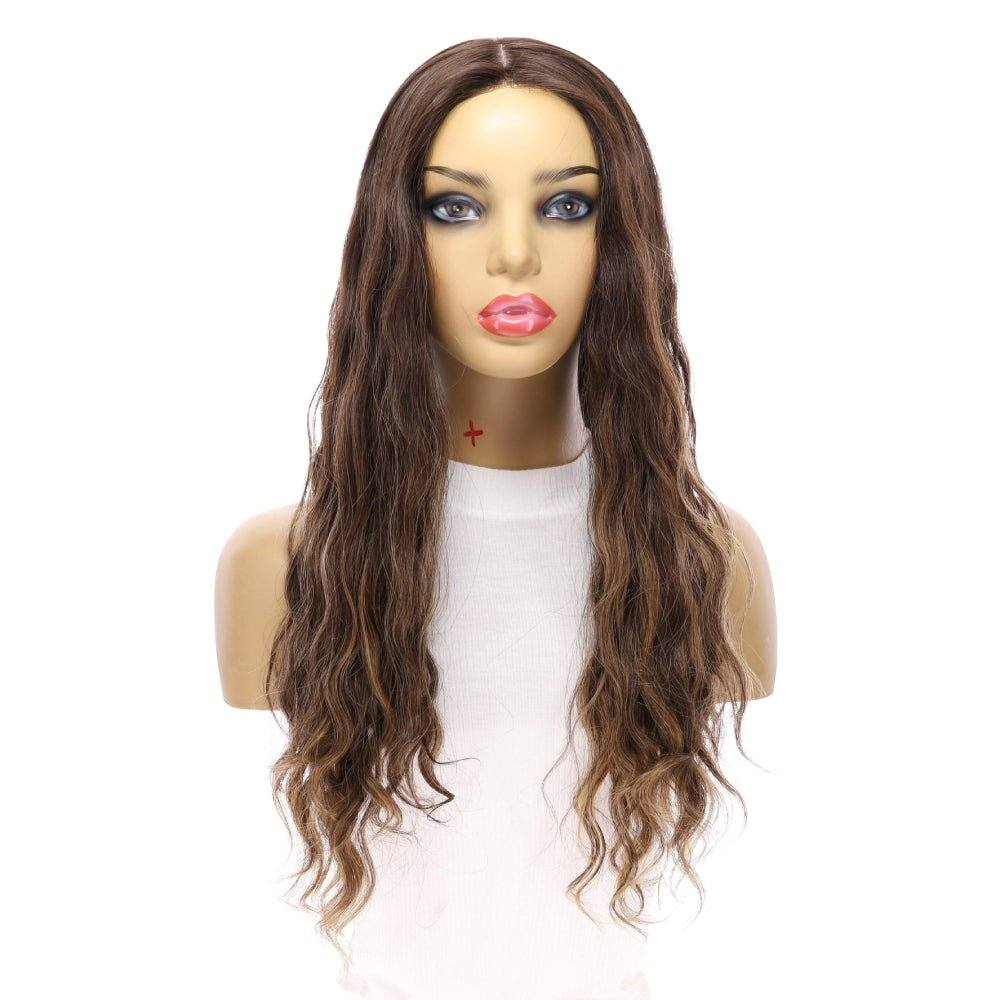 26" Ponytail Silk Top Wig Dark Brown Balayage Wavy - Image 4