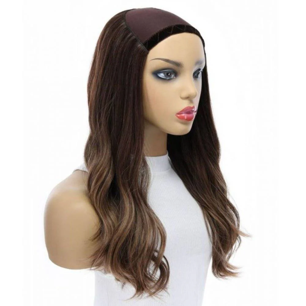 20" HatFall Wig Medium Brown Balayage - Image 3