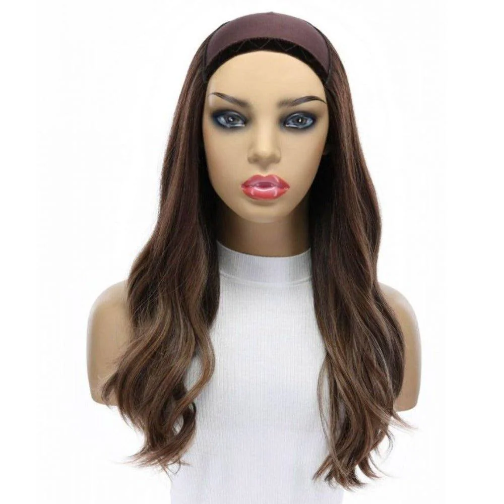 20" HatFall Wig Medium Brown Balayage - Image 4