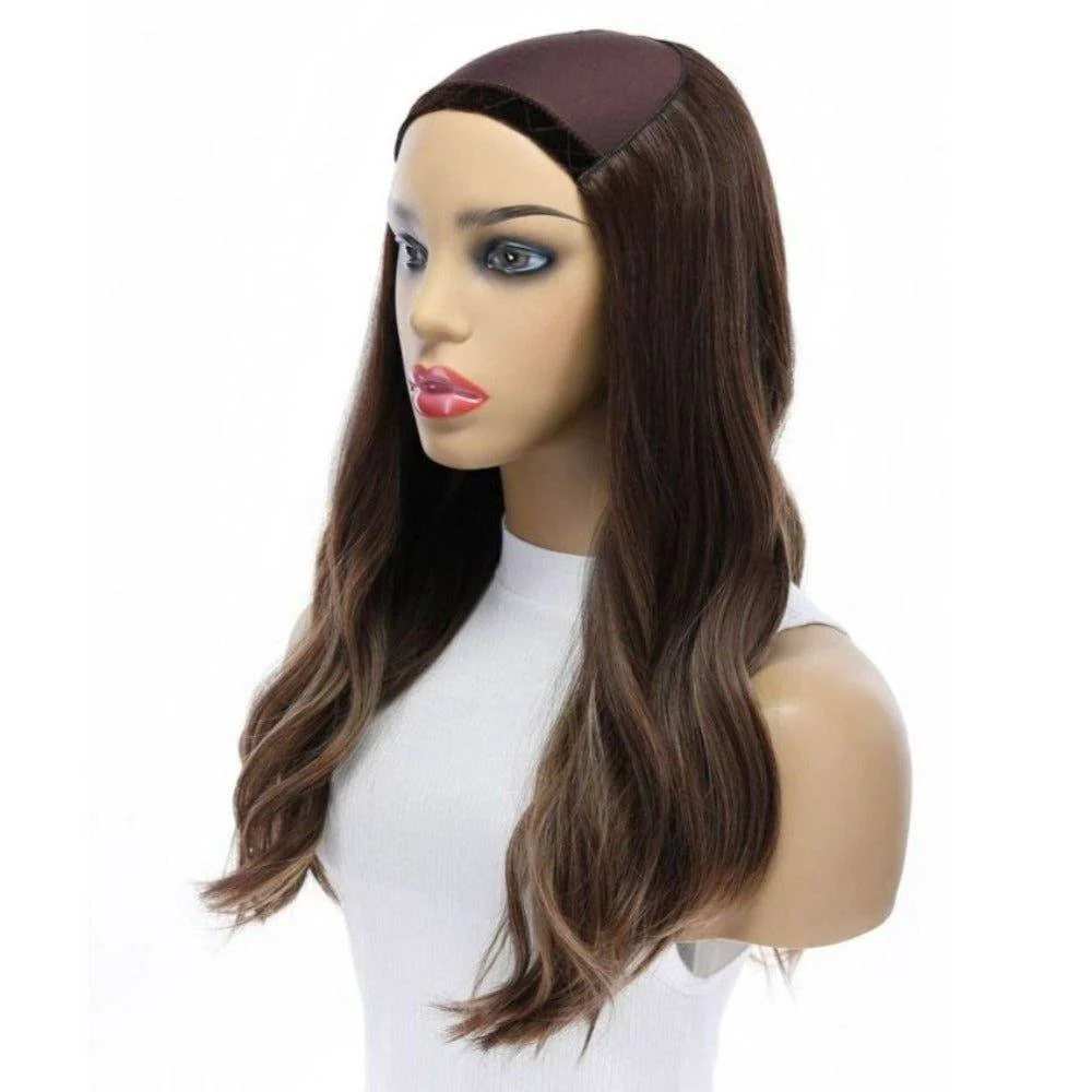 20" HatFall Wig Medium Brown Balayage - Image 6
