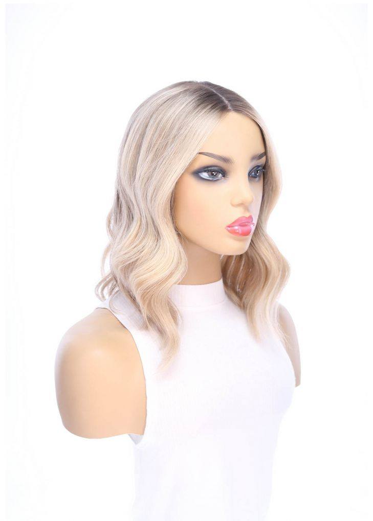 16" Divine Lace Top Topper Platinum Blonde w/ Reverse Balayage - Image 6