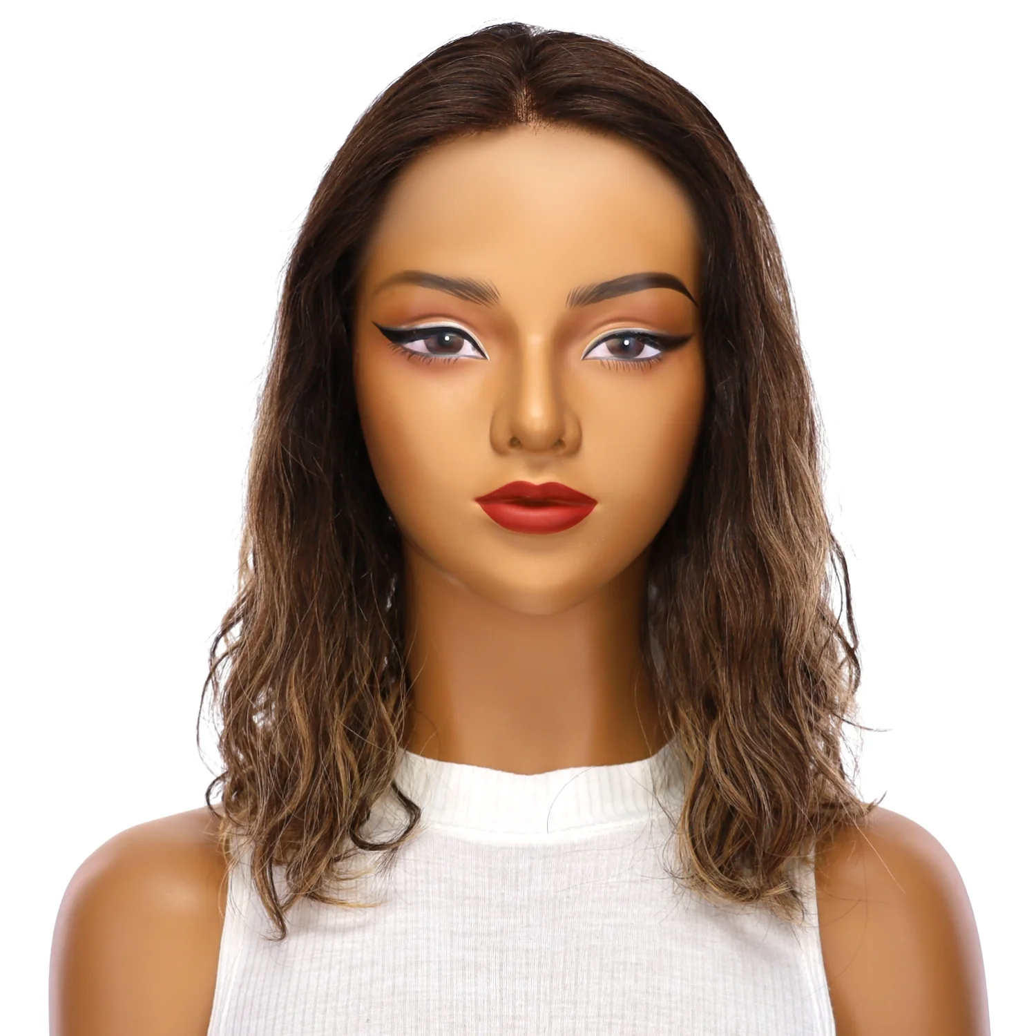 16" Divine Lace Top Topper Dark Brown Balayage Wavy - Image 2