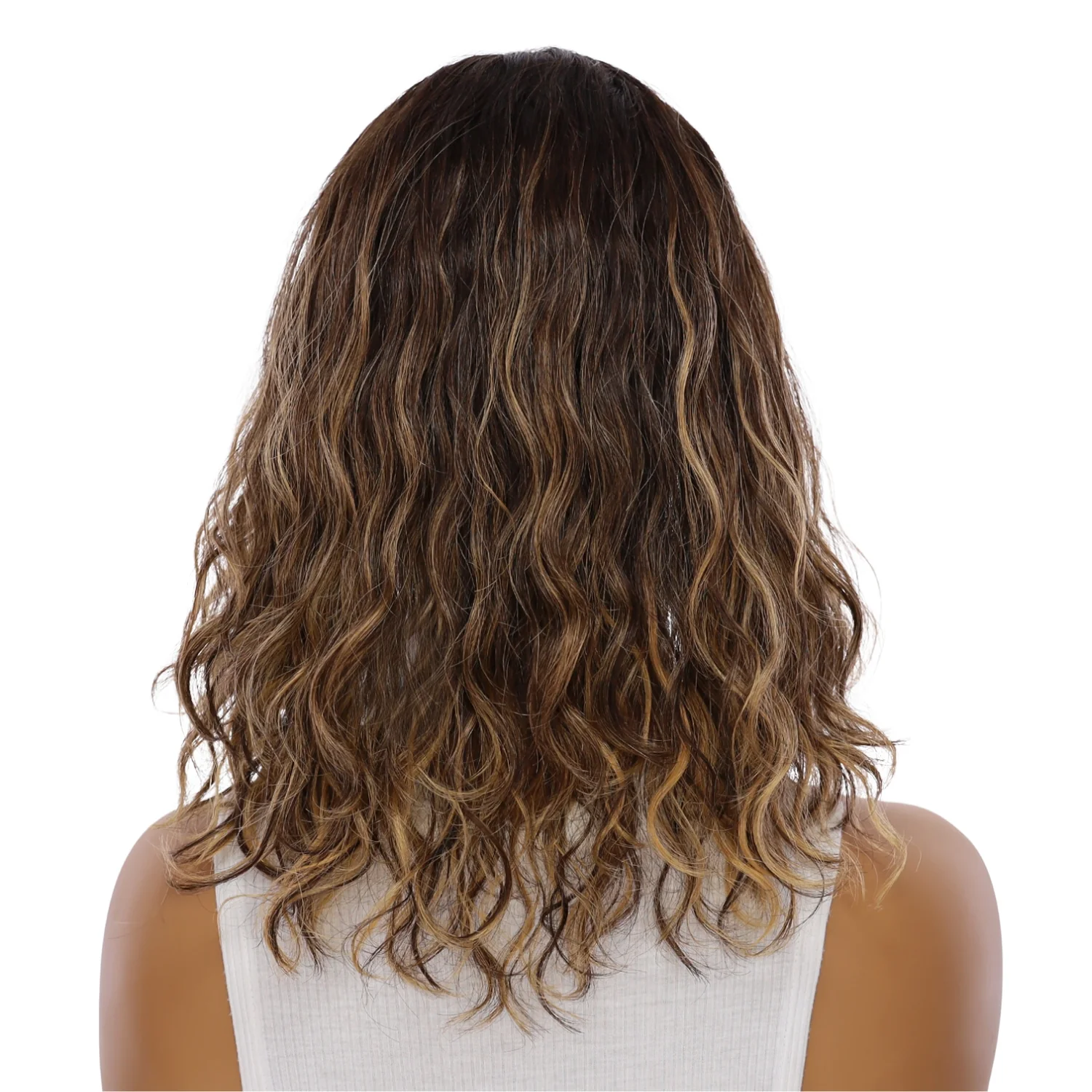 16" Divine Lace Top Topper Dark Brown Balayage Wavy - Image 3