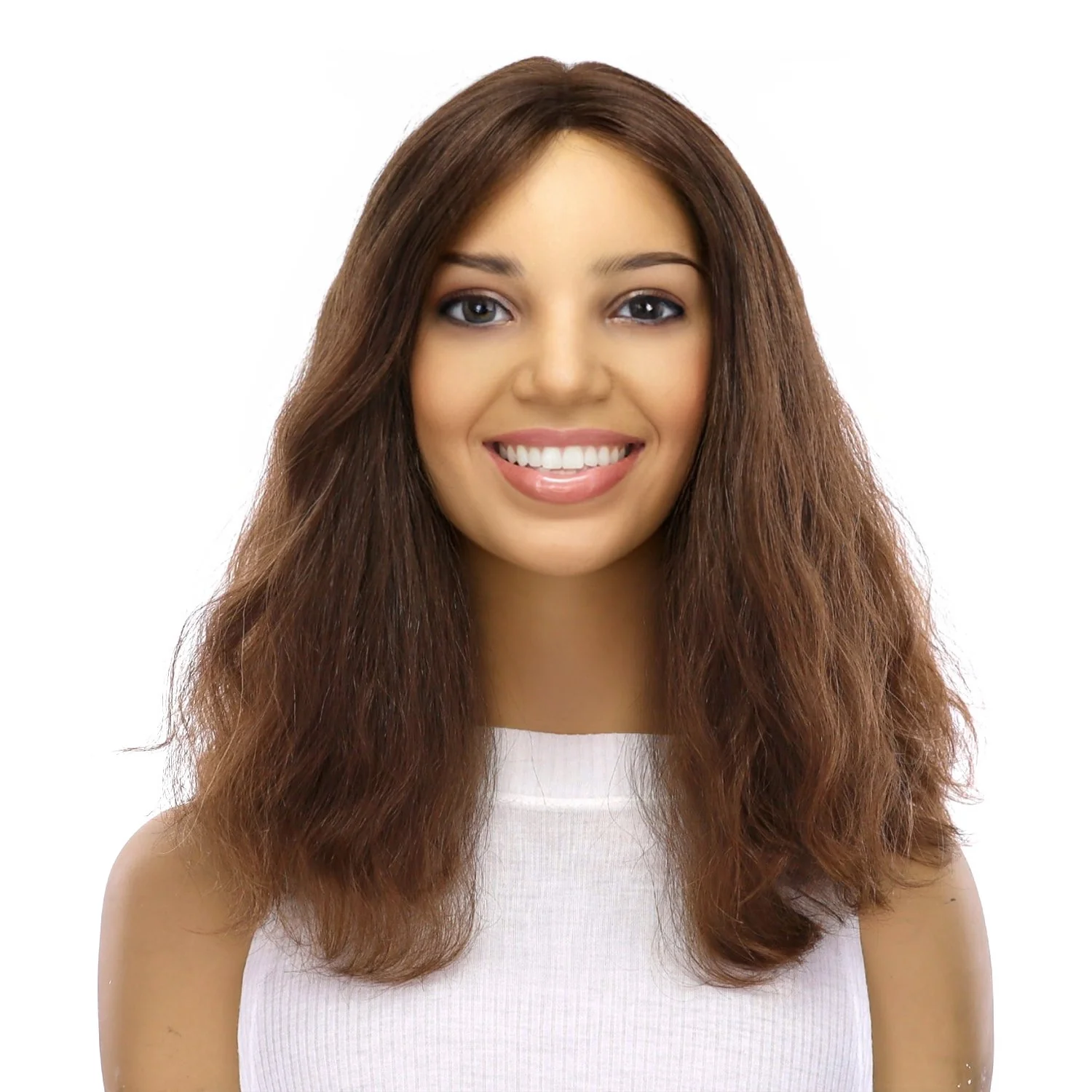16" Divine Luxe Lace Top Topper #6 Neutral Medium Brown Wavy - Image 6
