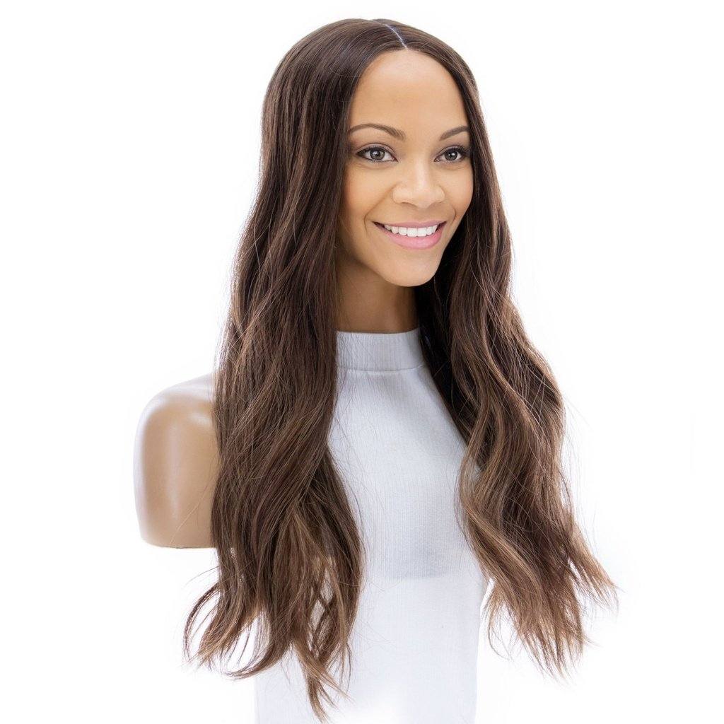 24" Divine Lace Top Topper Medium Brown Balayage w/ Rooting - Image 2