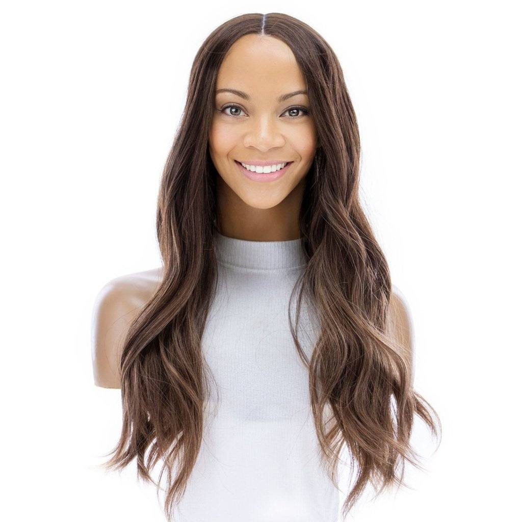 24" Divine Lace Top Topper Medium Brown Balayage w/ Rooting - Image 3