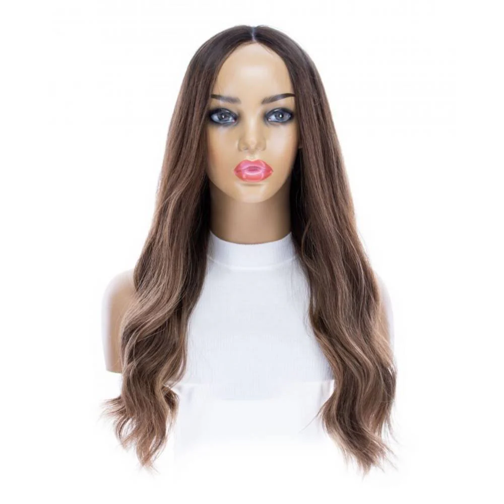 24" Divine Lace Top Topper Medium Brown Balayage w/ Rooting - Image 5