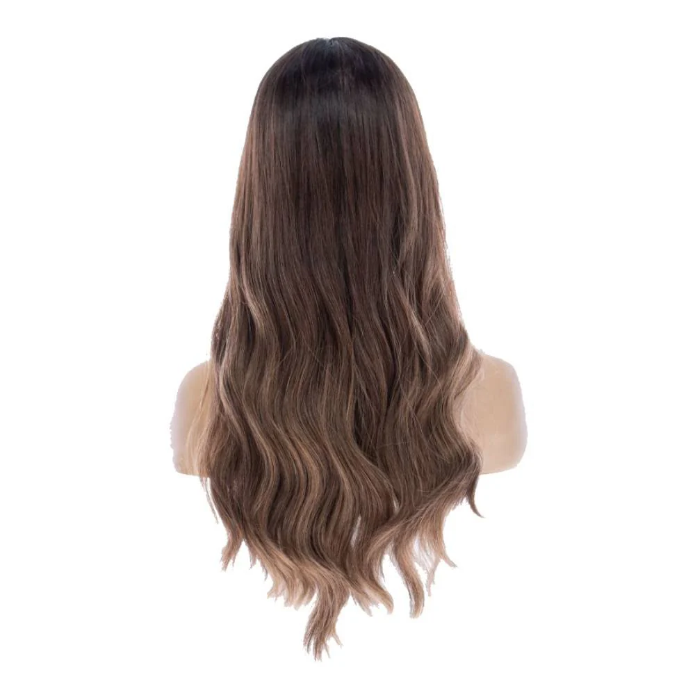24" Divine Lace Top Topper Medium Brown Balayage w/ Rooting - Image 6