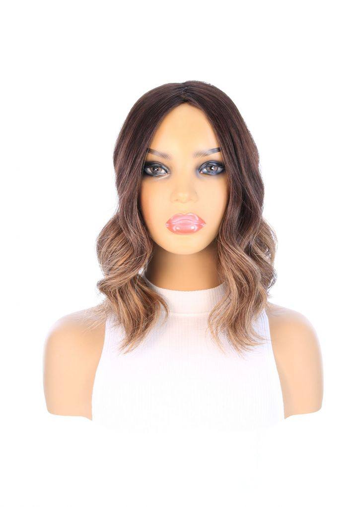 14" Emerald Silk Top Topper Dark Brown Balayage - Image 4
