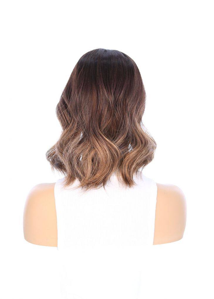 14" Emerald Silk Top Topper Dark Brown Balayage - Image 7